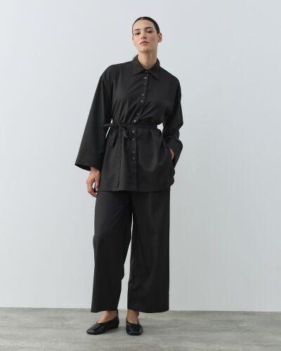 Culotte Pantolon Gömlek Takım Acı Kahve 