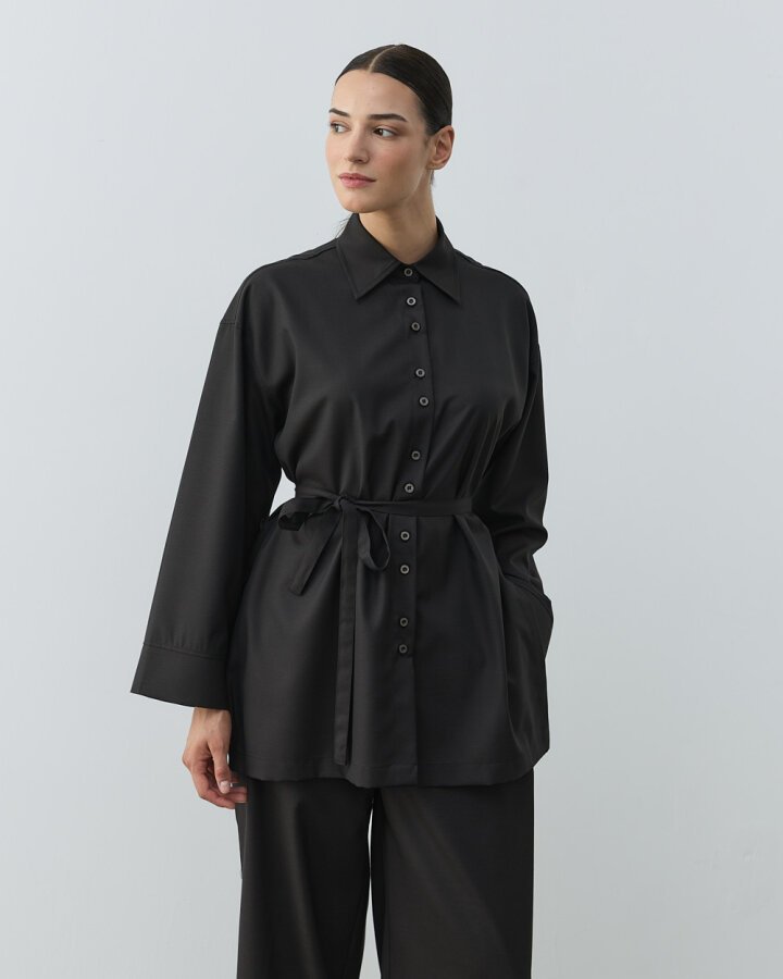 Culotte Pantolon Gömlek Takım Acı Kahve - Aybikestil (1)