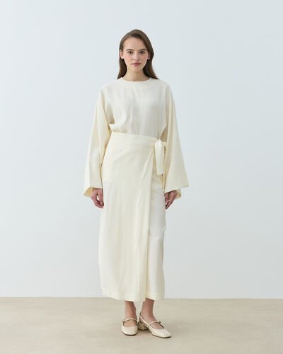 Cupra Bağlamalı Kalem Etek Krem - Aybikestil (1)
