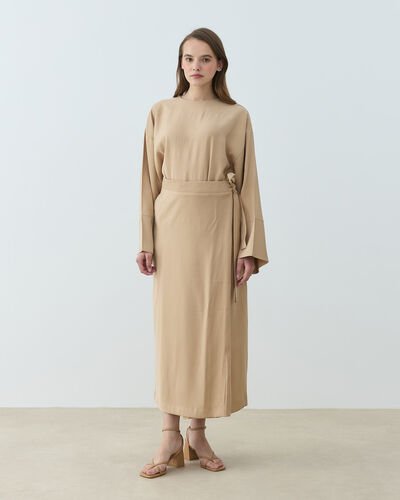 Cupra Bağlamalı Kalem Etek Kum - Aybikestil (1)