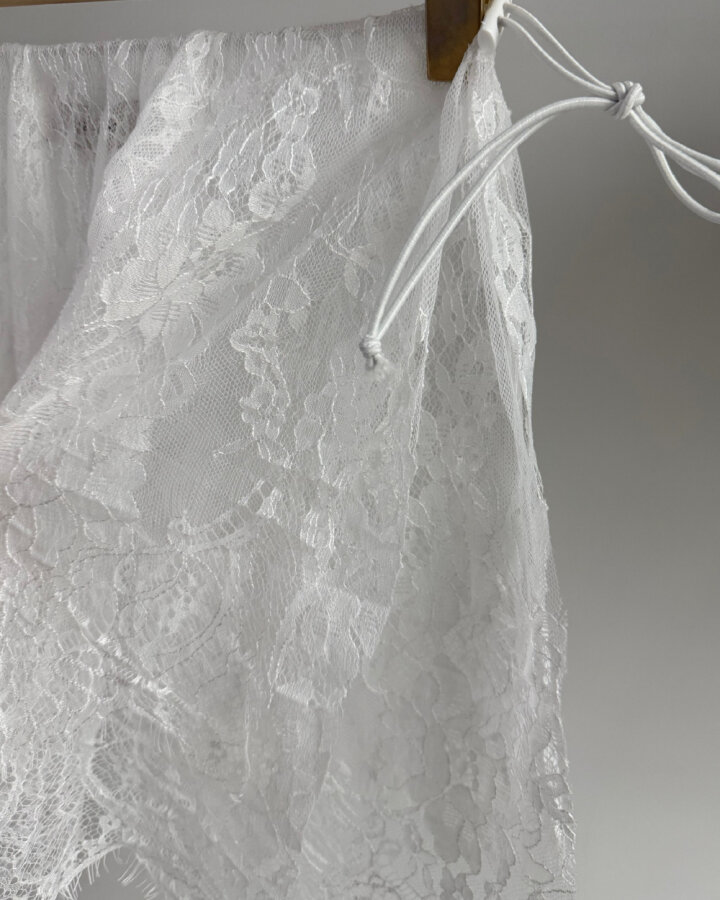 Dantel Çift Kat Yırtmaçlı Aksesuar İçlik Etek Ekru - Aybikestil (1)