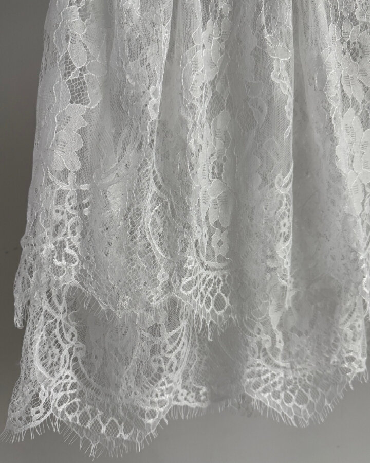 Dantel Çift Kat Yırtmaçlı Aksesuar İçlik Etek Ekru - Aybikestil (1)