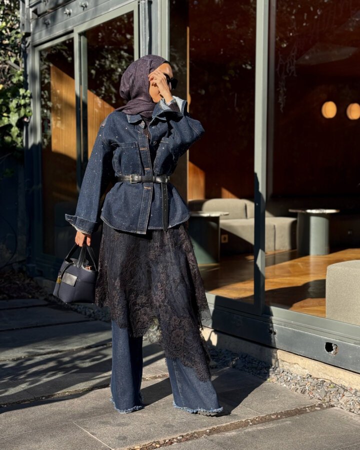 Dantel Pareo Yandan Bağlamalı Uzun İçlik Etek Siyah - Aybikestil (1)