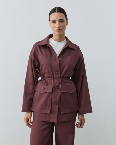 Denim Çok Cepli Düğmeli Ceket Sumak 