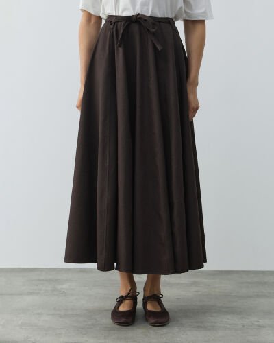 Denim Parçalı Volum Etek Kahve 