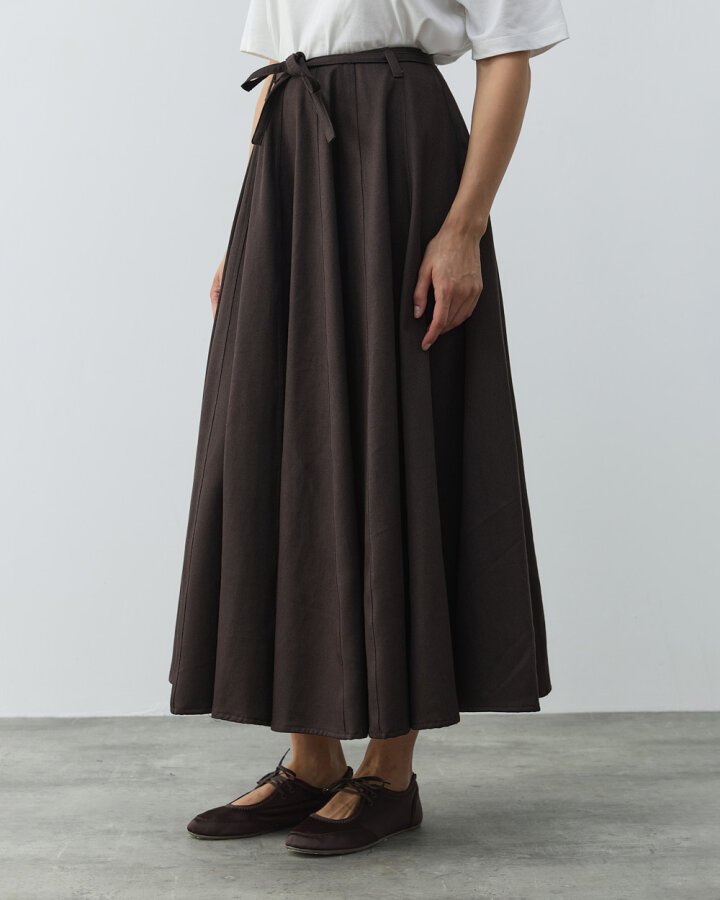 Denim Parçalı Volum Etek Kahve - (1)