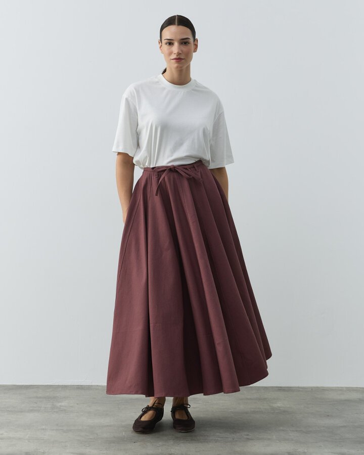 Denim Parçalı Volum Etek Sumak - (1)