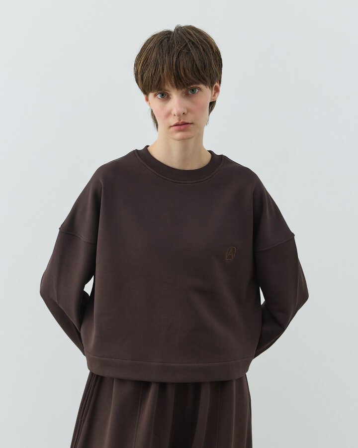 Diagonal Üç İplik Crop Sweat Acı Kahve - Aybikestil