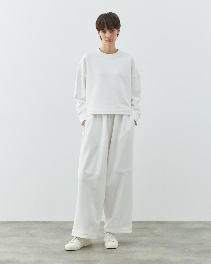 Diagonal Üç İplik Crop Sweat Ekru - Aybikestil (1)