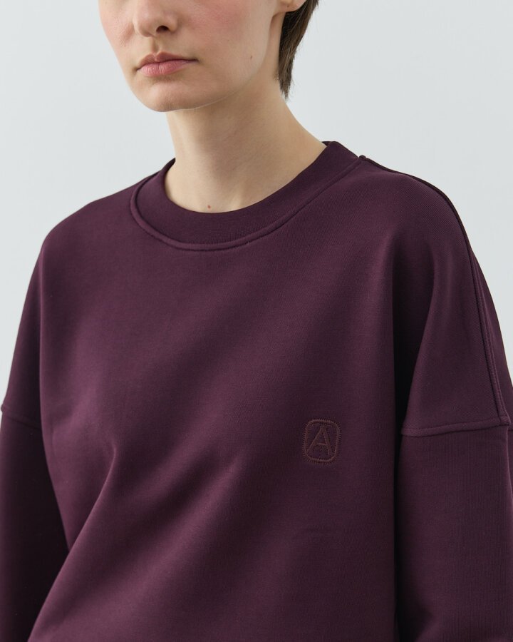 Diagonal Üç İplik Crop Sweat Mürdüm - Aybikestil (1)