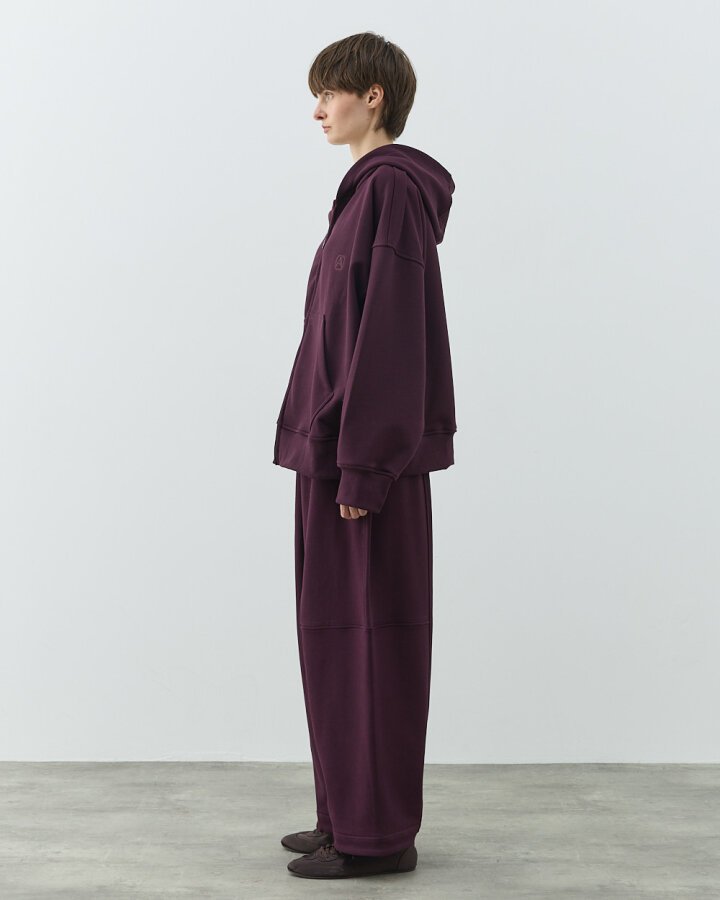 Diagonal Üç İplik Fermuarlı Kapüşonlu Sweatshirt Mürdüm - Aybikestil (1)