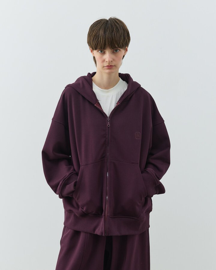 Diagonal Üç İplik Fermuarlı Kapüşonlu Sweatshirt Mürdüm - Aybikestil (1)