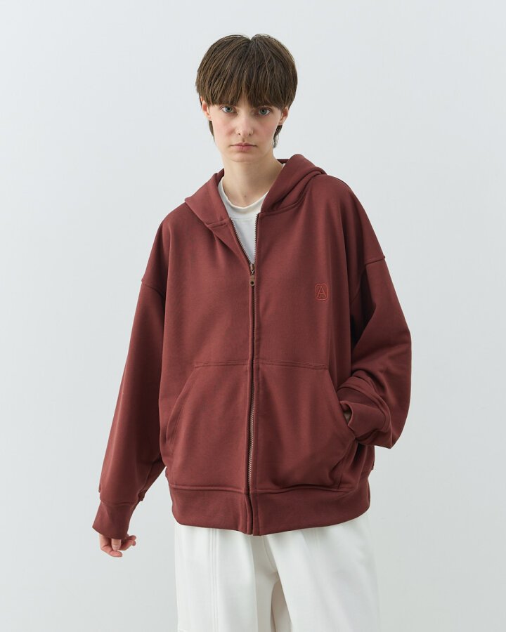 Diagonal Üç İplik Fermuarlı Kapüşonlu Sweatshirt Terra Cotta - Aybikestil (1)