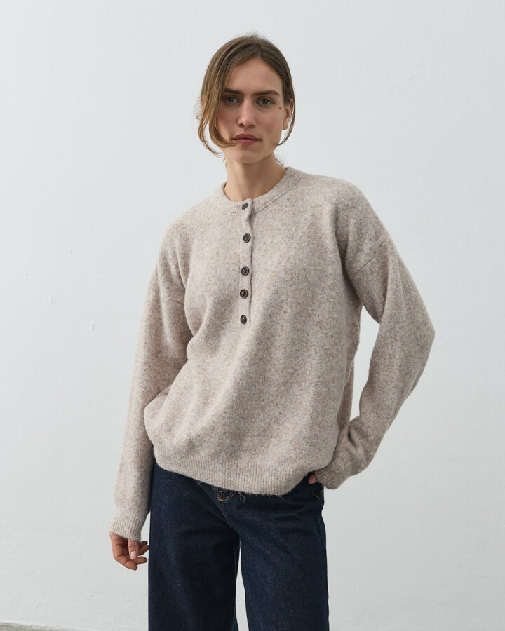 Düğmeli Yaka Kazak Vizon - Aybikestil (1)