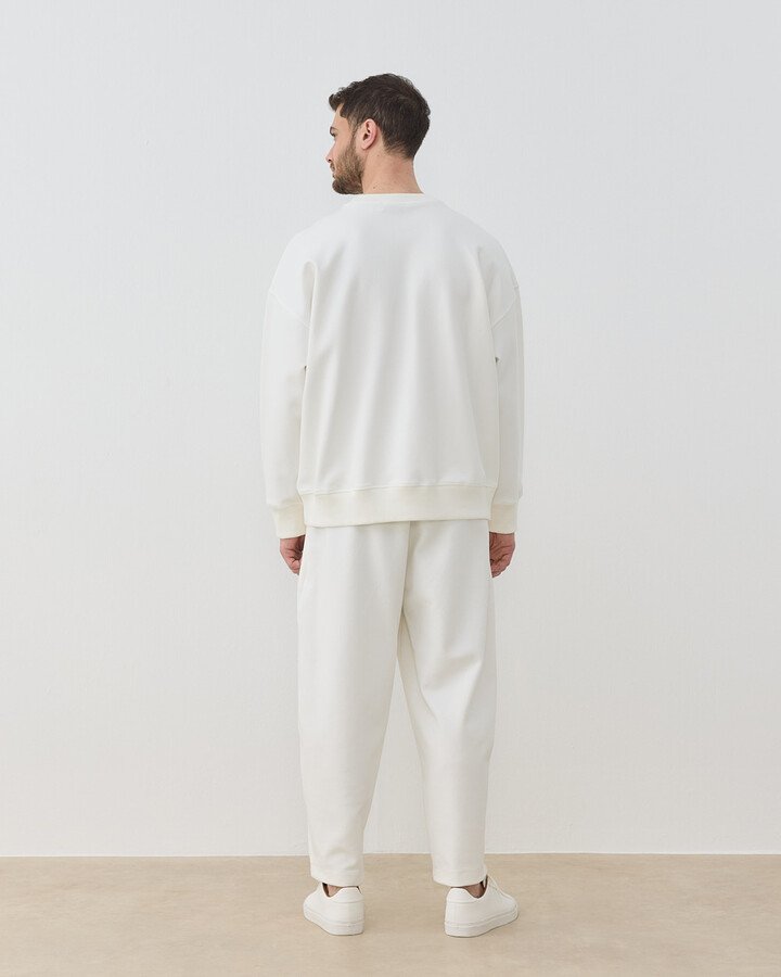 Erkek Premium Doubleface Oversize Sweat Ekru