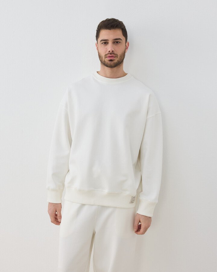 Erkek Premium Doubleface Oversize Sweat Ekru