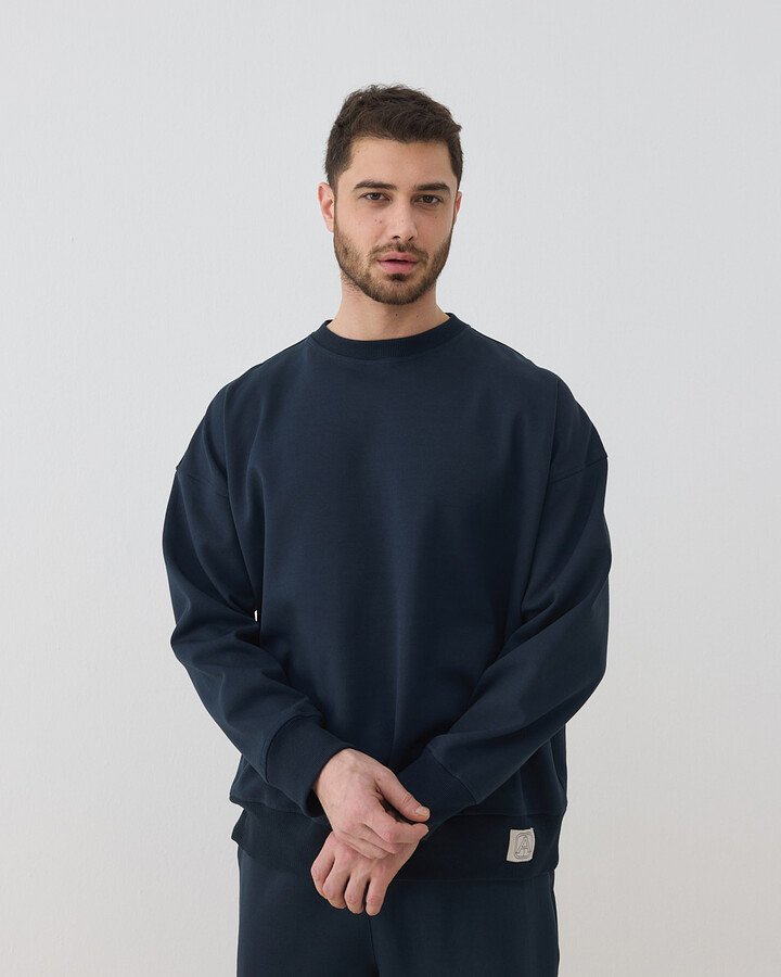 Erkek Premium Doubleface Oversize Sweat Lacivert