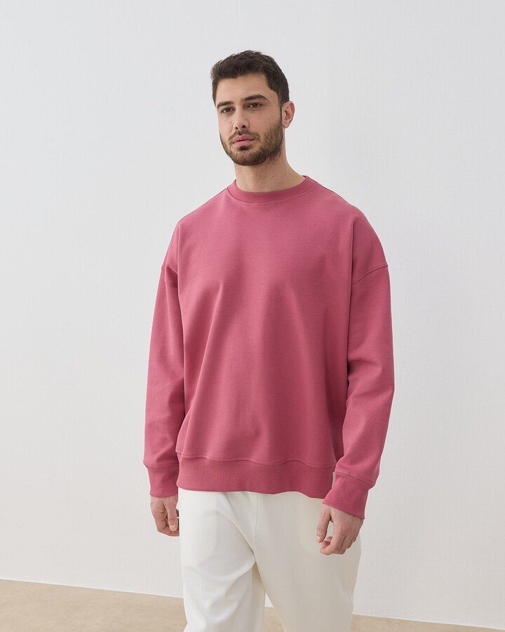 Erkek Premium Doubleface Oversize Sweat Pembe