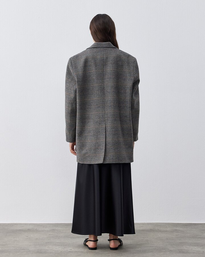 Limited Dad Blazer Ceket Gri Ekose