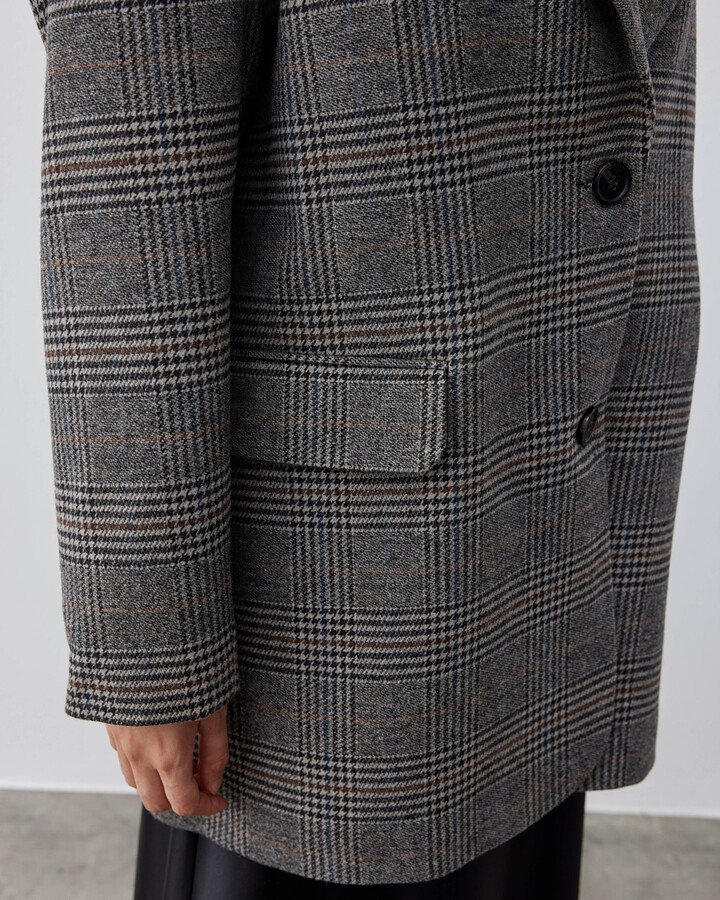 Limited Dad Blazer Ceket Gri Ekose