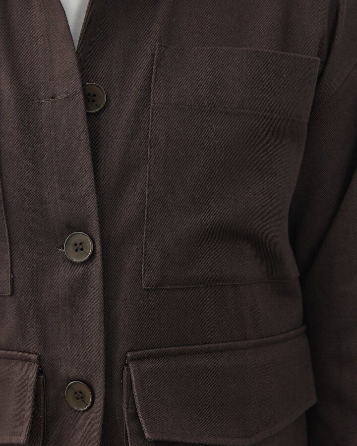 Erkek Denim Çok Cepli Düğmeli Ceket Kahve - Aybikestil (1)