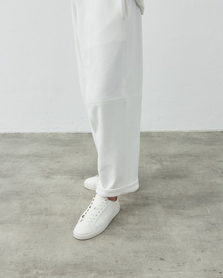 Erkek Diagonal Üç İplik Balon Fit Kesikli Eşofman Altı Ekru - Aybikestil (1)