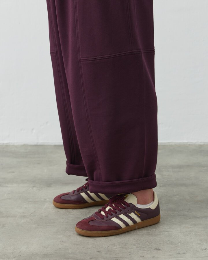 Erkek Diagonal Üç İplik Balon Fit Kesikli Eşofman Altı Mürdüm - Aybikestil (1)