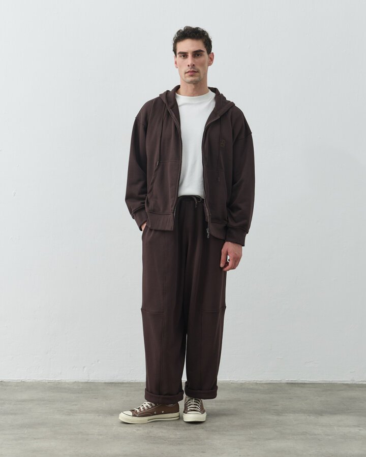 Erkek Edition Diagonal Üç İplik Fermuarlı Kapüşonlu Sweatshirt Acı Kahve - Aybikestil (1)