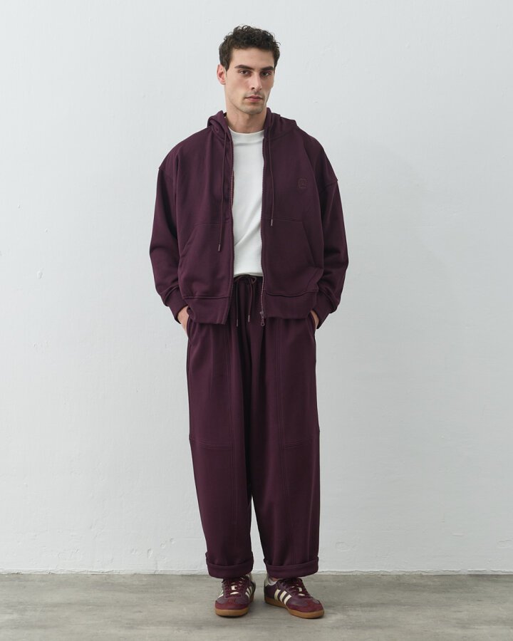 Erkek Edition Diagonal Üç İplik Fermuarlı Kapüşonlu Sweatshirt Mürdüm - Aybikestil (1)