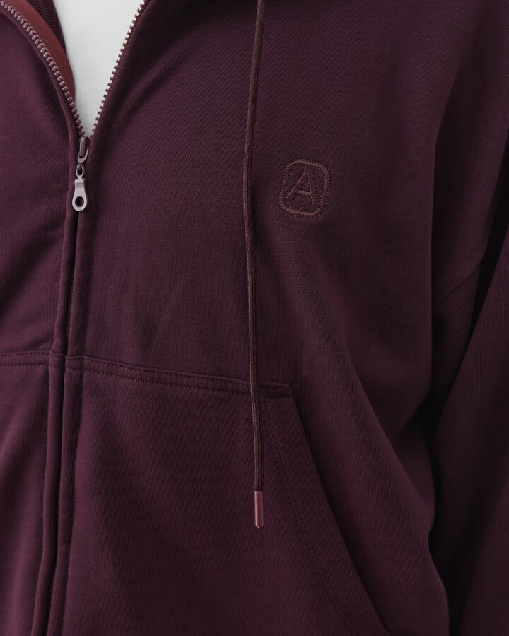 Erkek Edition Diagonal Üç İplik Fermuarlı Kapüşonlu Sweatshirt Mürdüm - Aybikestil (1)