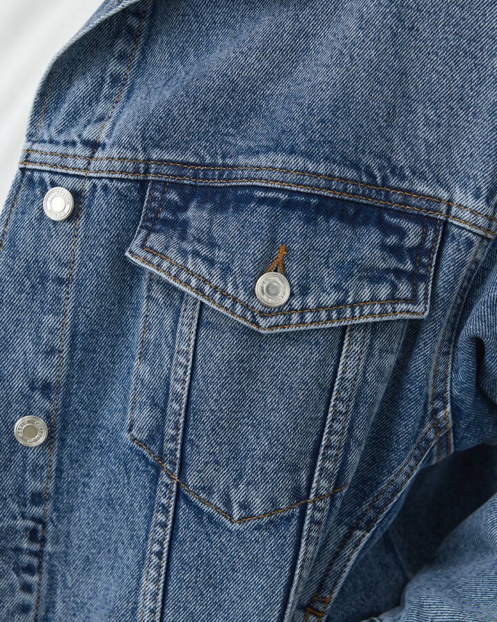 Erkek Oversize Unisex Jean Ceket Açık Mavi - Aybikestil (1)