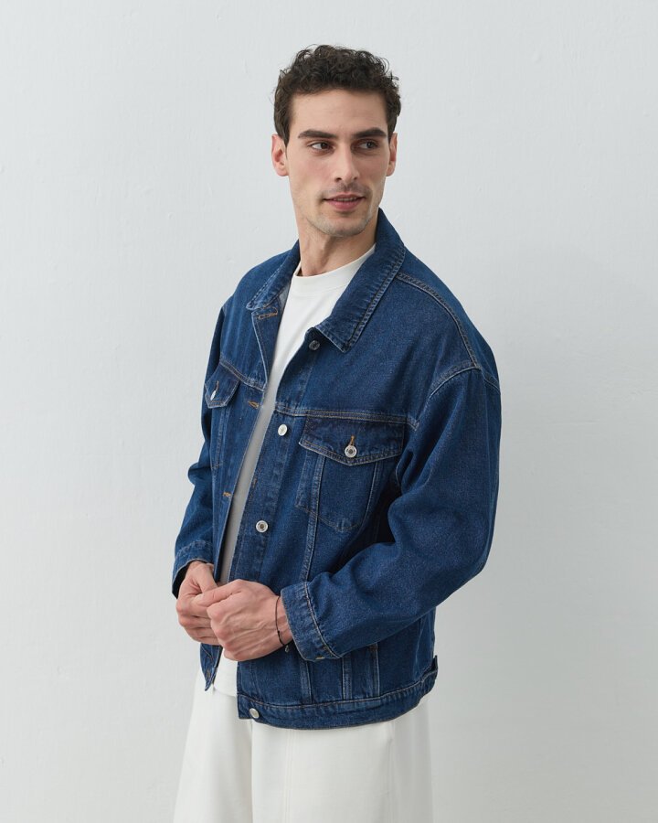 Erkek Oversize Unisex Jean Ceket Mavi - Aybikestil