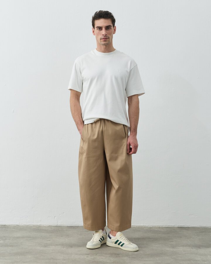 Erkek Paper Gabardin Yanı Ekli Ekstra Barrel Fit Bol Pantolon Camel - Aybikestil (1)