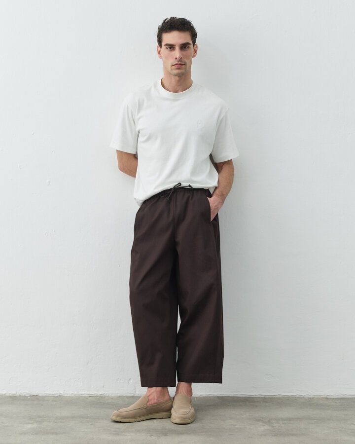 Erkek Paper Gabardin Yanı Ekli Ekstra Barrel Fit Bol Pantolon Kahve - Aybikestil (1)