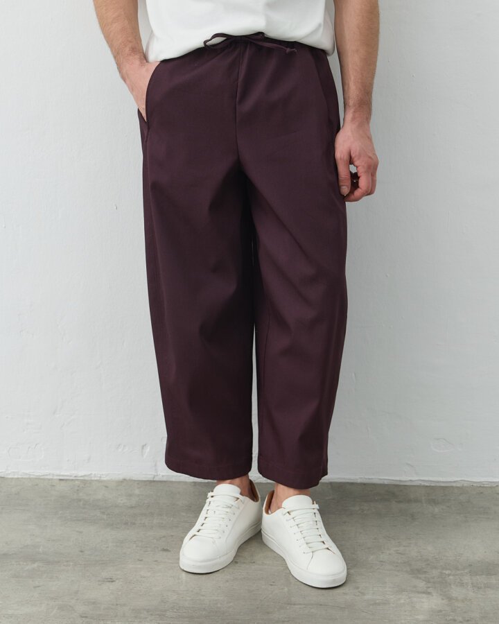 Erkek Paper Gabardin Yanı Ekli Ekstra Barrel Fit Bol Pantolon Mürdüm