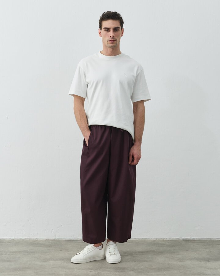 Erkek Paper Gabardin Yanı Ekli Ekstra Barrel Fit Bol Pantolon Mürdüm - Aybikestil (1)