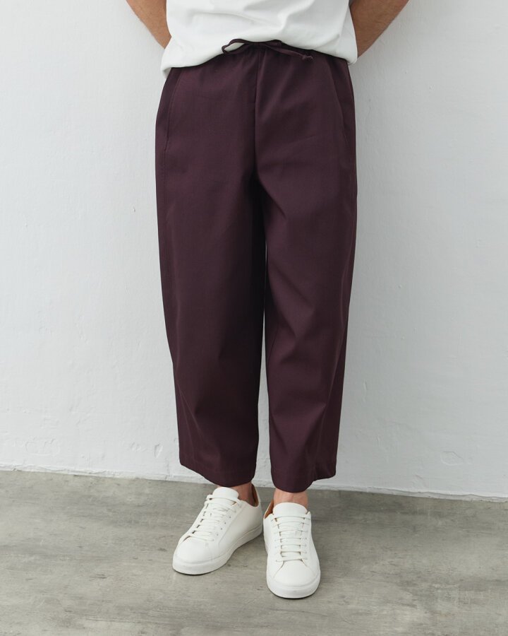 Erkek Paper Gabardin Yanı Ekli Ekstra Barrel Fit Bol Pantolon Mürdüm - Aybikestil (1)