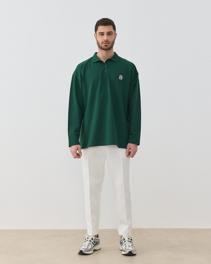 Erkek Polo Yaka Uzun Kollu Tshirt Yeşil