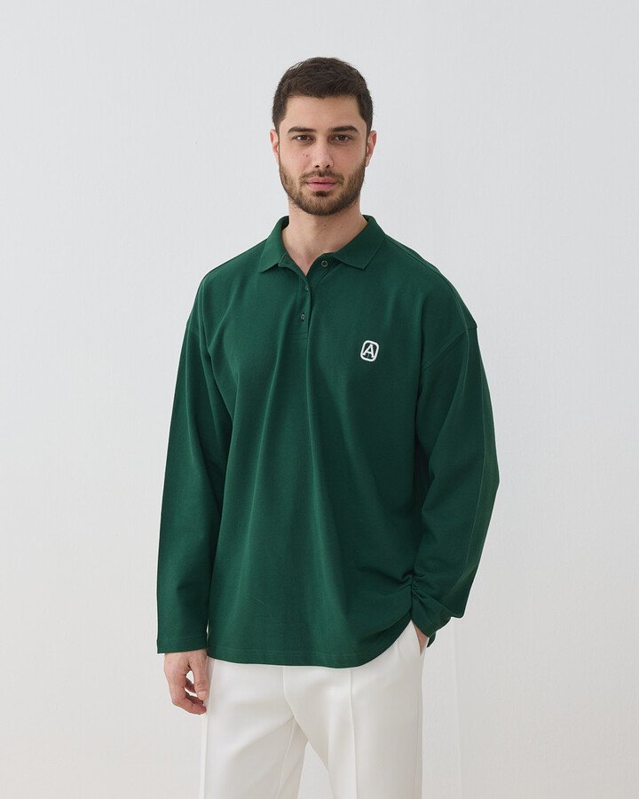 Erkek Polo Yaka Uzun Kollu Tshirt Yeşil