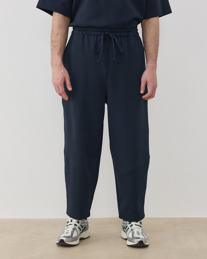 Erkek Premium Doubleface Baggy Fit Kesikli Pantolon Lacivert