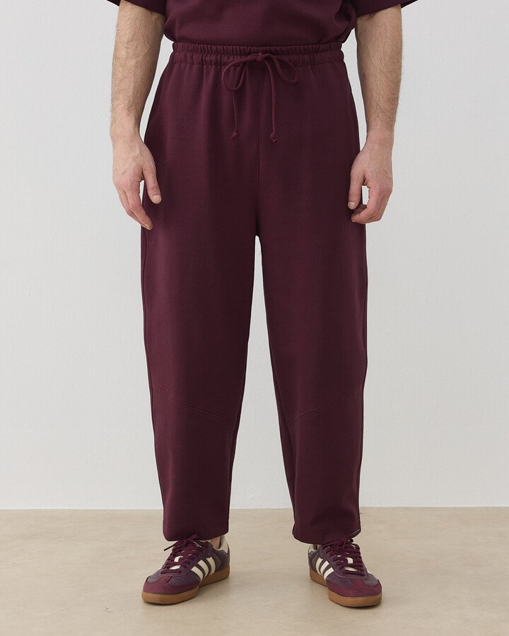 Erkek Premium Doubleface Baggy Fit Kesikli Pantolon Mürdüm
