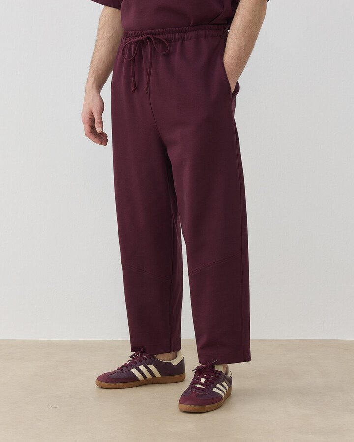 Erkek Premium Doubleface Baggy Fit Kesikli Pantolon Mürdüm