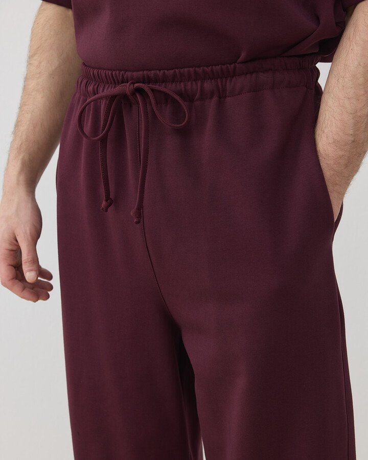 Erkek Premium Doubleface Baggy Fit Kesikli Pantolon Mürdüm