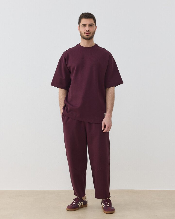 Erkek Premium Doubleface Oversize Relax Tshirt Mürdüm