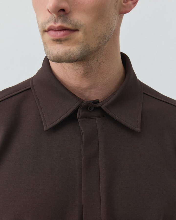 Erkek Premium Doubleface Polo Yaka Sweat Acı Kahve - Aybikestil (1)