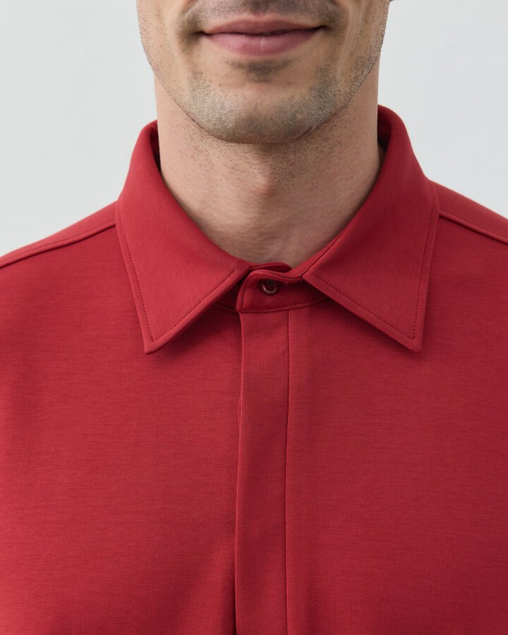 Erkek Premium Doubleface Polo Yaka Sweat Kırmızı - Aybikestil (1)