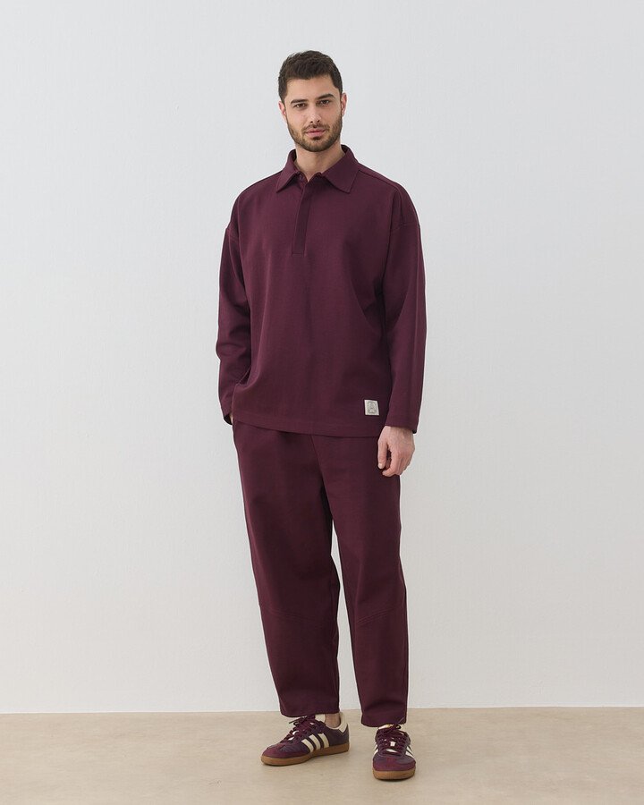 Erkek Premium Doubleface Polo Yaka Sweat Mürdüm