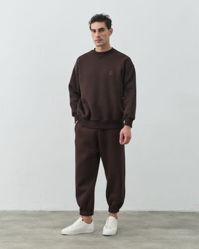 Erkek Şardonlu Üç İplik Must Have Sweat Acı Kahve - Aybikestil (1)