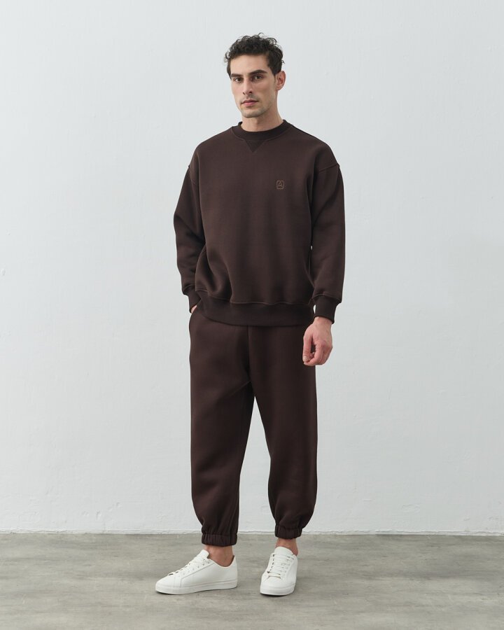 Erkek Şardonlu Üç İplik Must Have Sweat Acı Kahve - Aybikestil (1)