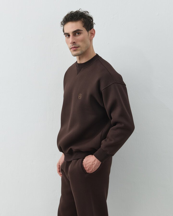 Erkek Şardonlu Üç İplik Must Have Sweat Acı Kahve - Aybikestil (1)